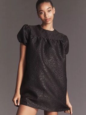 NWT Anthropologie Glamorous Puff-Sleeve Mini Swing Dress